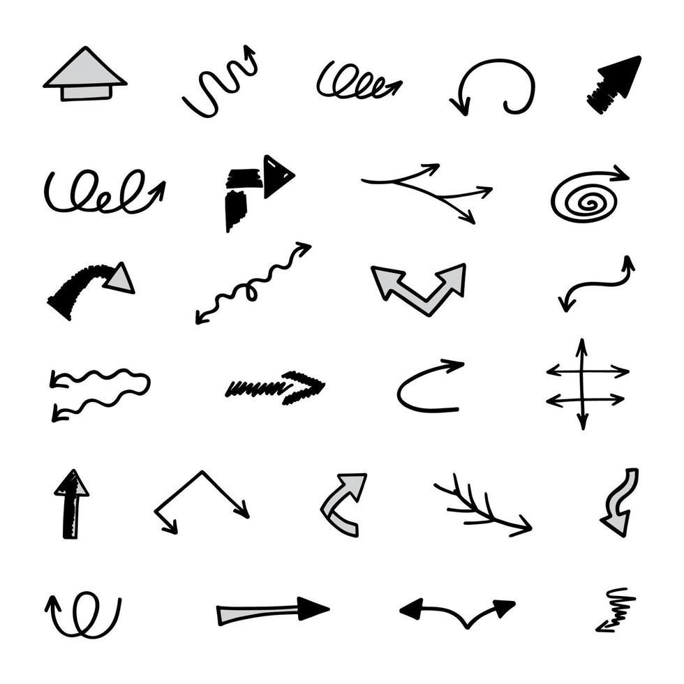 Vector set of hand drawn arrows, elements for presentation