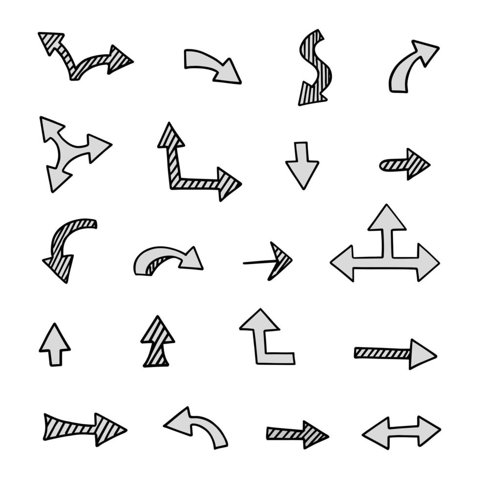 Vector set of hand drawn arrows, elements for presentation