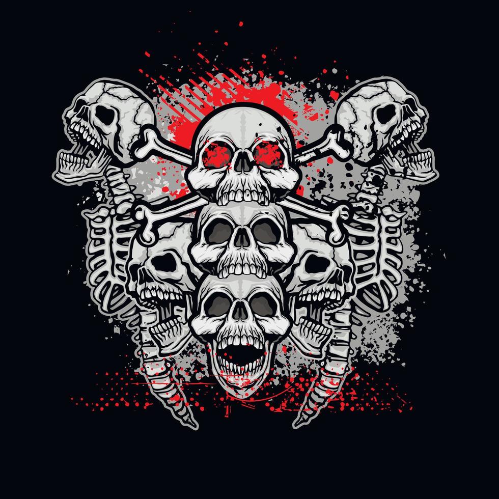 Signo gótico con calavera, camisetas de diseño vintage grunge vector