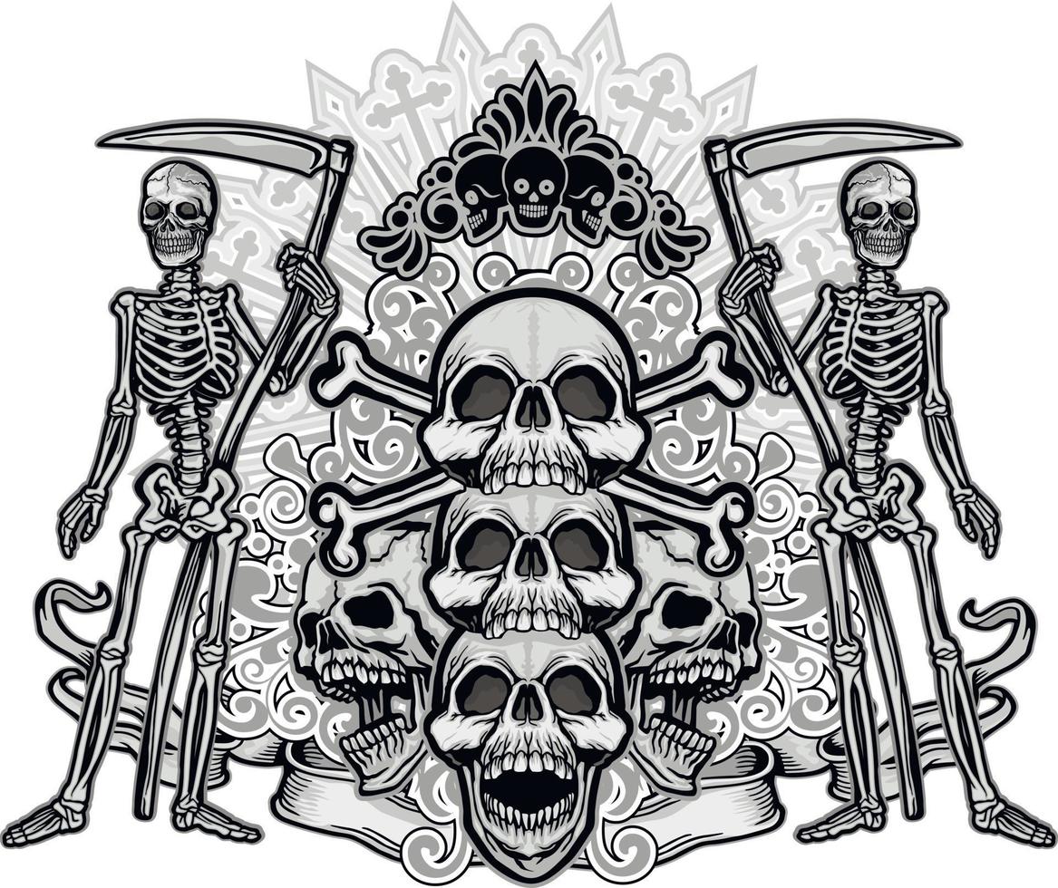 Gothic sign with skeleton, grunge vintage design t shirts vector