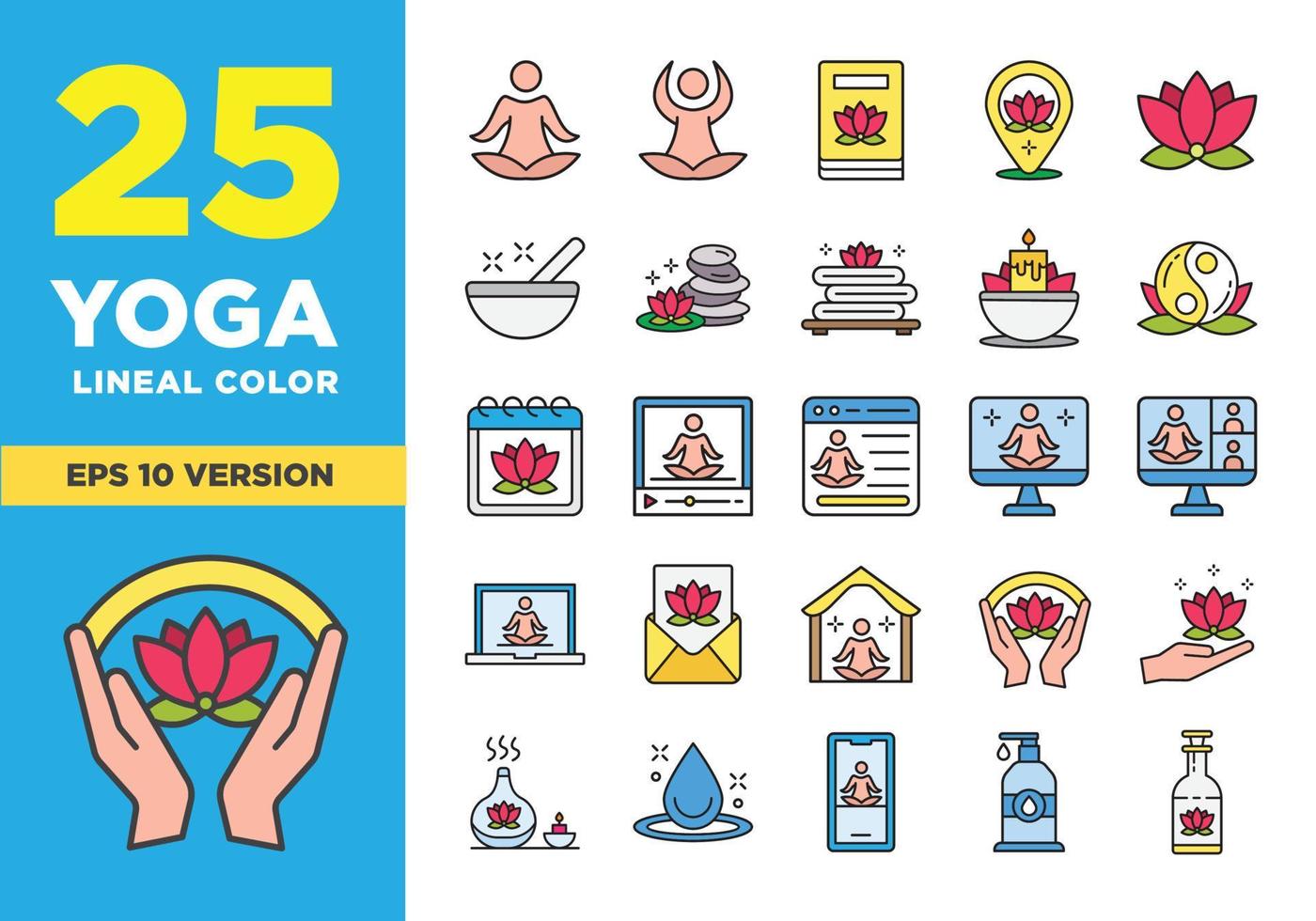 Yoga Lineal Color Icon Set vector