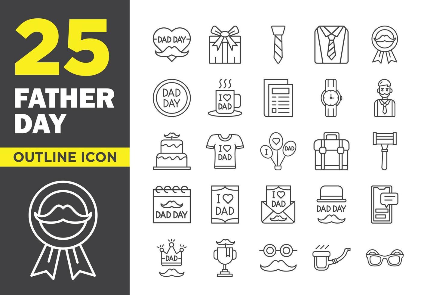 Father Day Outline Icon Set vector