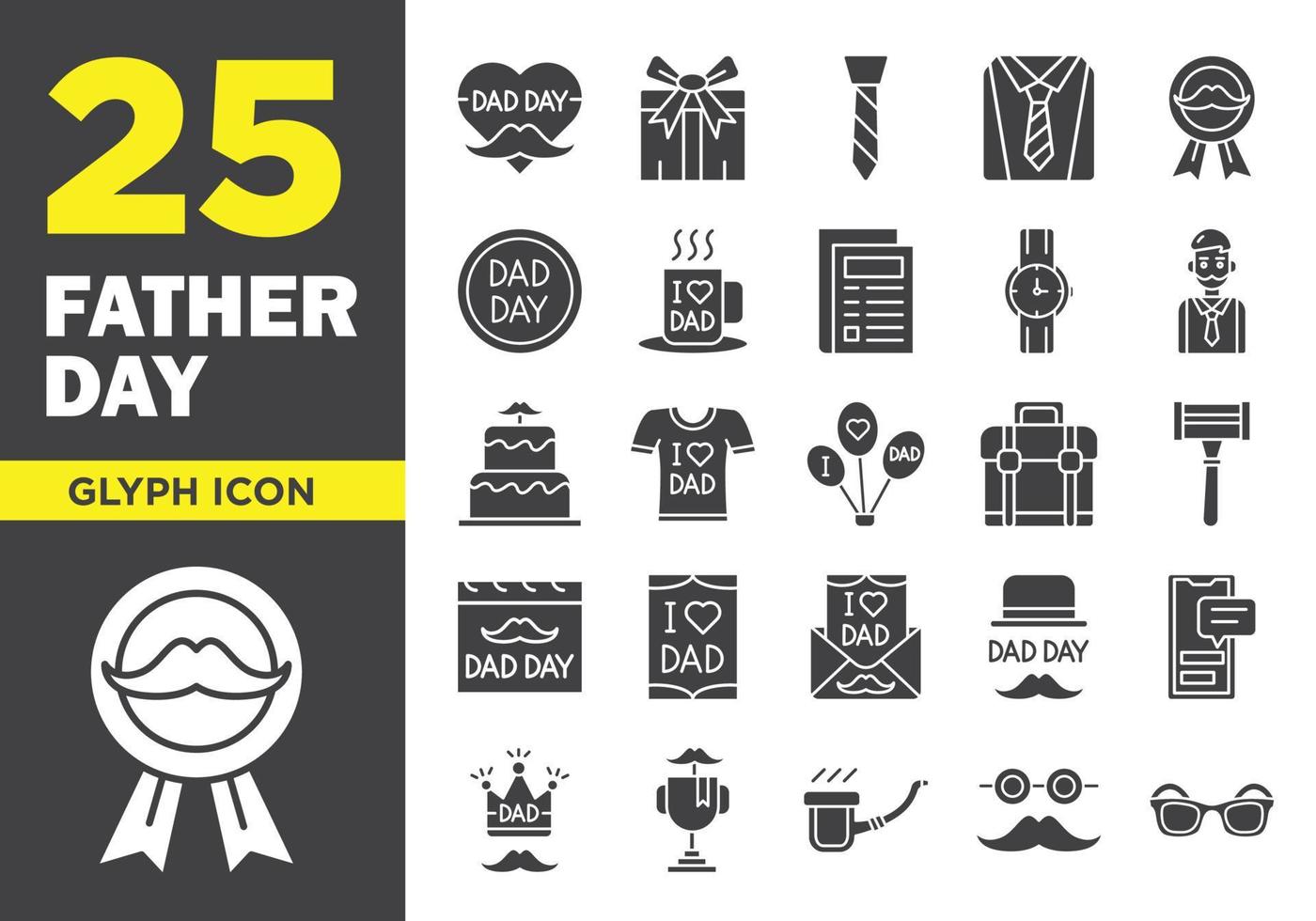 Father Day Glyph Icon Set vector