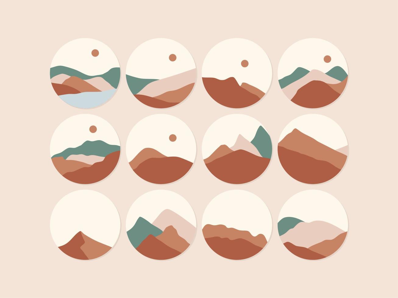 set of abstract boho landscape vector