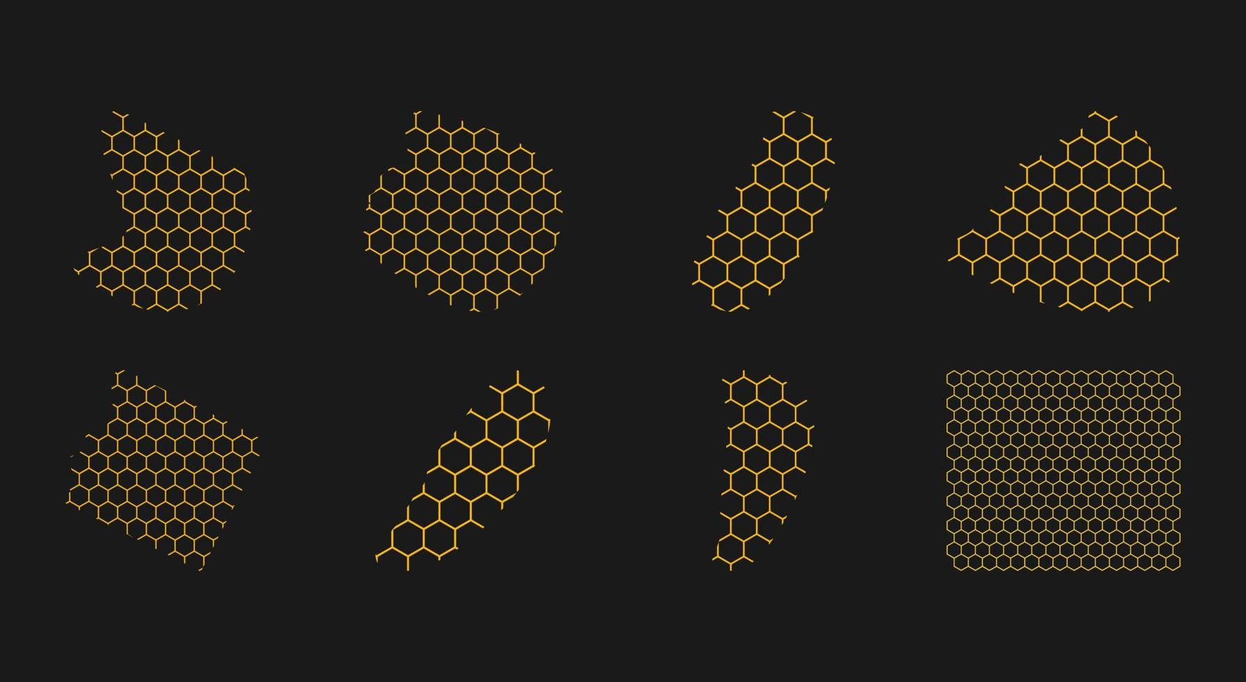 set of honeycomb abstract shape. Hexagonal elements vector