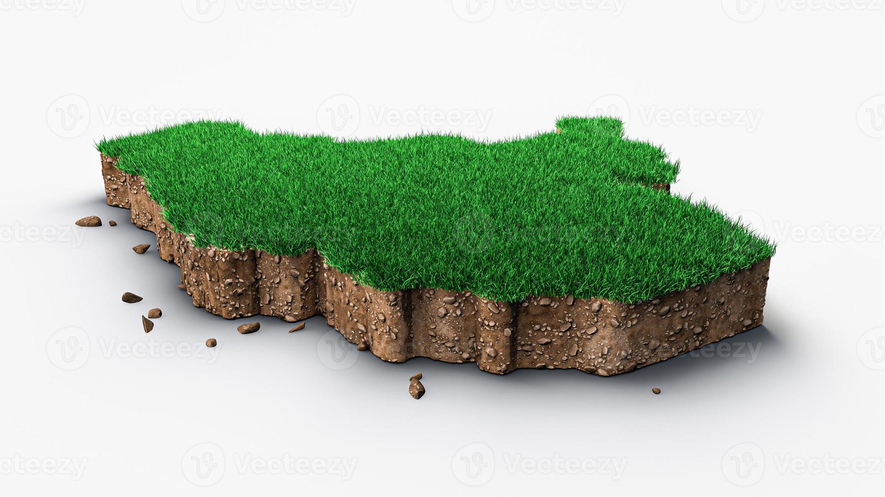 South Sudan Map Grass and ground texture 3d illustration photo