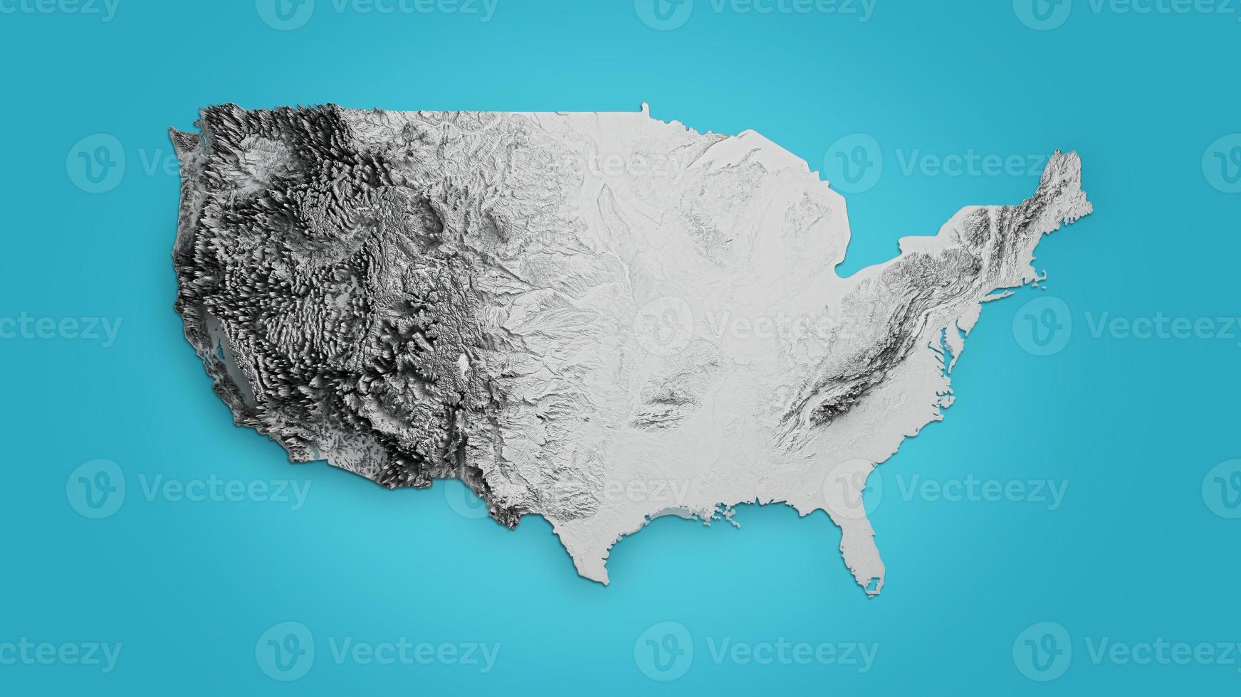 USA Relief map of Colored according to terrain on Blue Isolated Background 3d illustration photo
