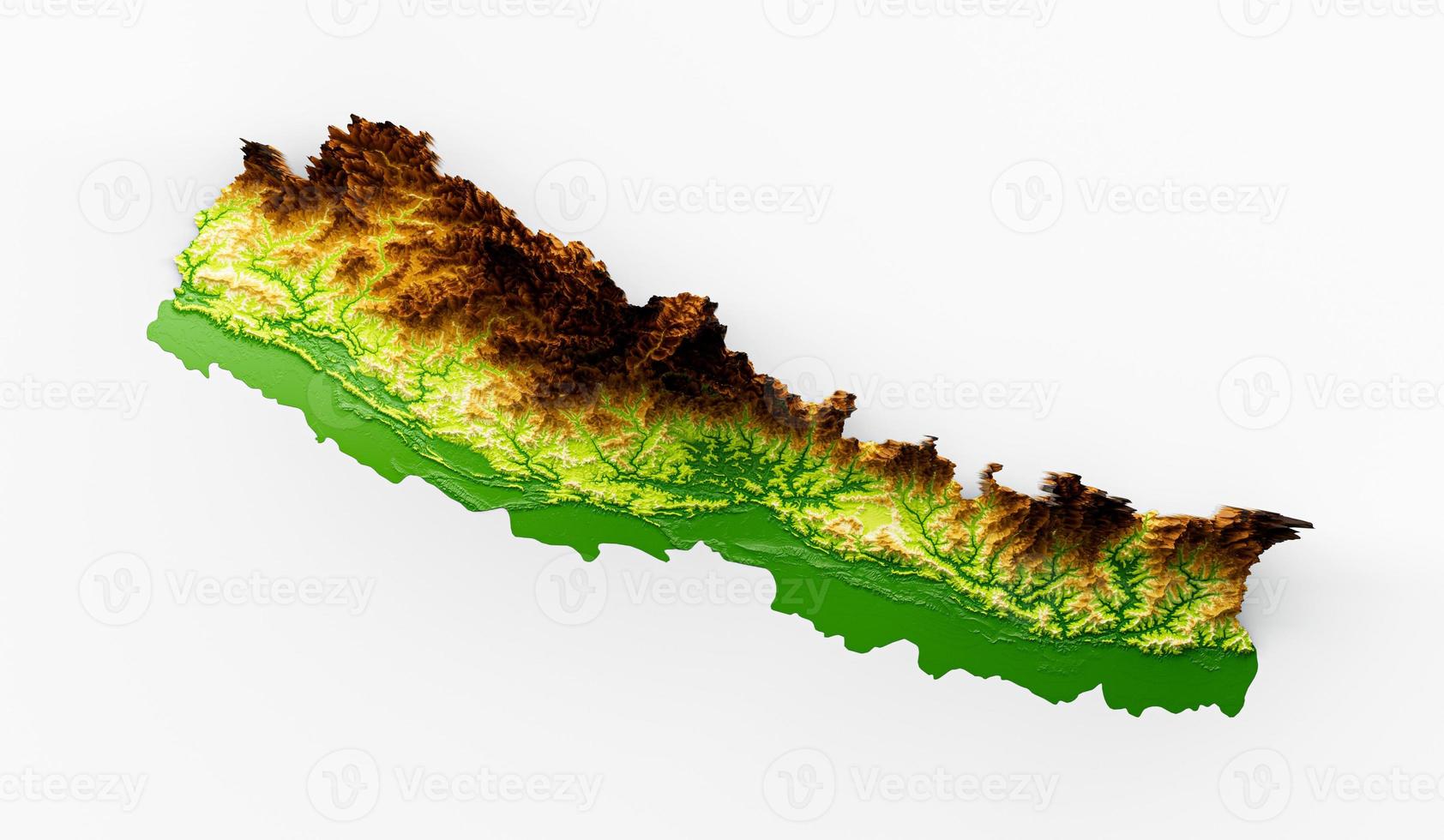 Nepal Map, shaded relief map 3D Illustration photo