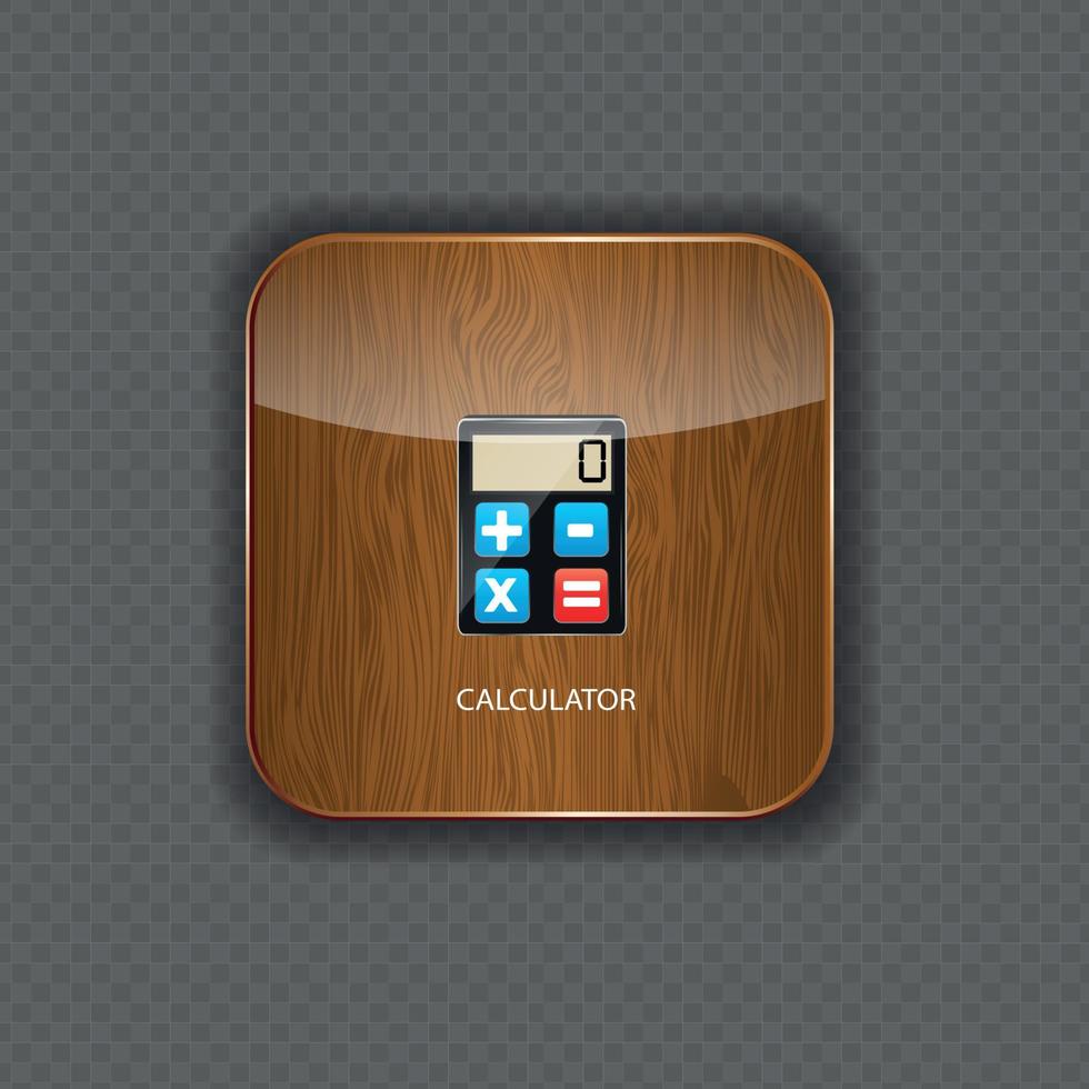 calculadora, madera, aplicación, iconos, vector, ilustración vector