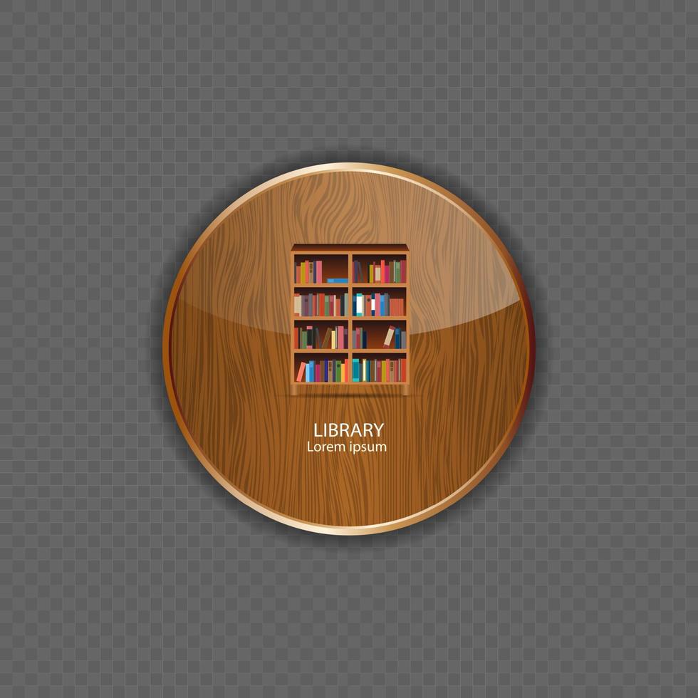 iconos de aplicaciones de madera de biblioteca ilustración vectorial vector