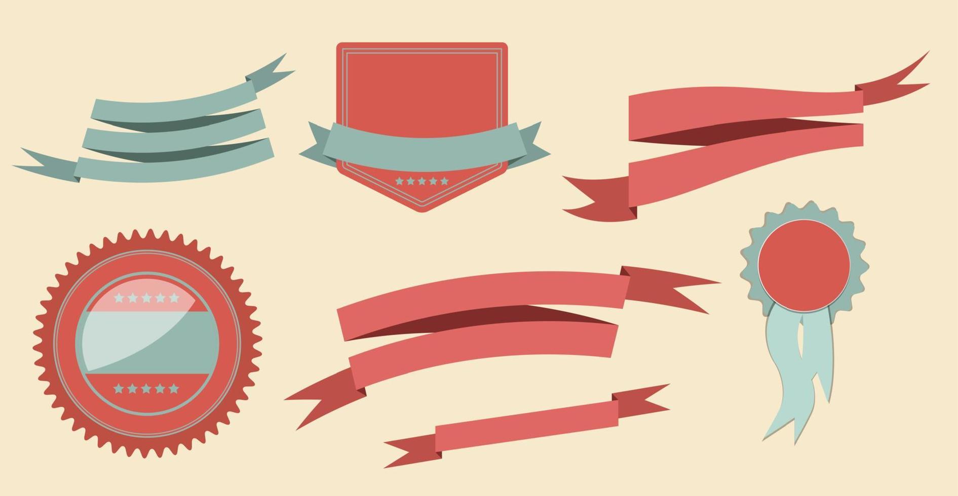 set retro ribbons and label  vector illustration