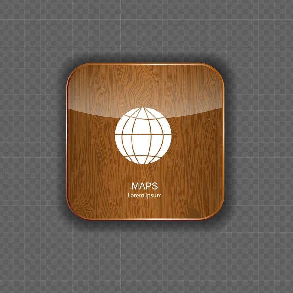 Mapa de iconos de aplicaciones de madera ilustración vectorial vector