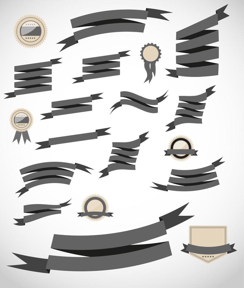 set retro ribbons and label  vector illustration