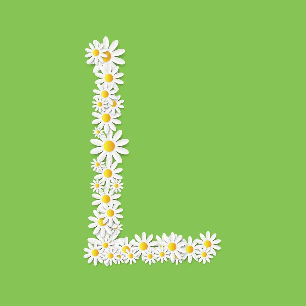 Flora Daisy Design Alphabet Vector Illustartion