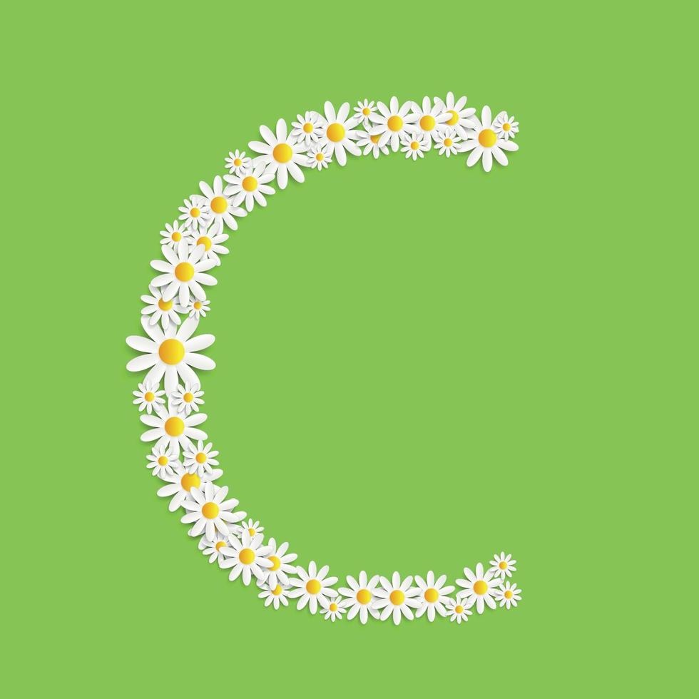 Flora Daisy Design Alphabet Vector Illustartion