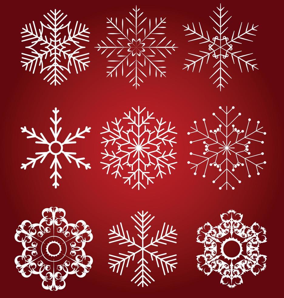 conjunto de hermosos copos de nieve ilustración vectorial vector