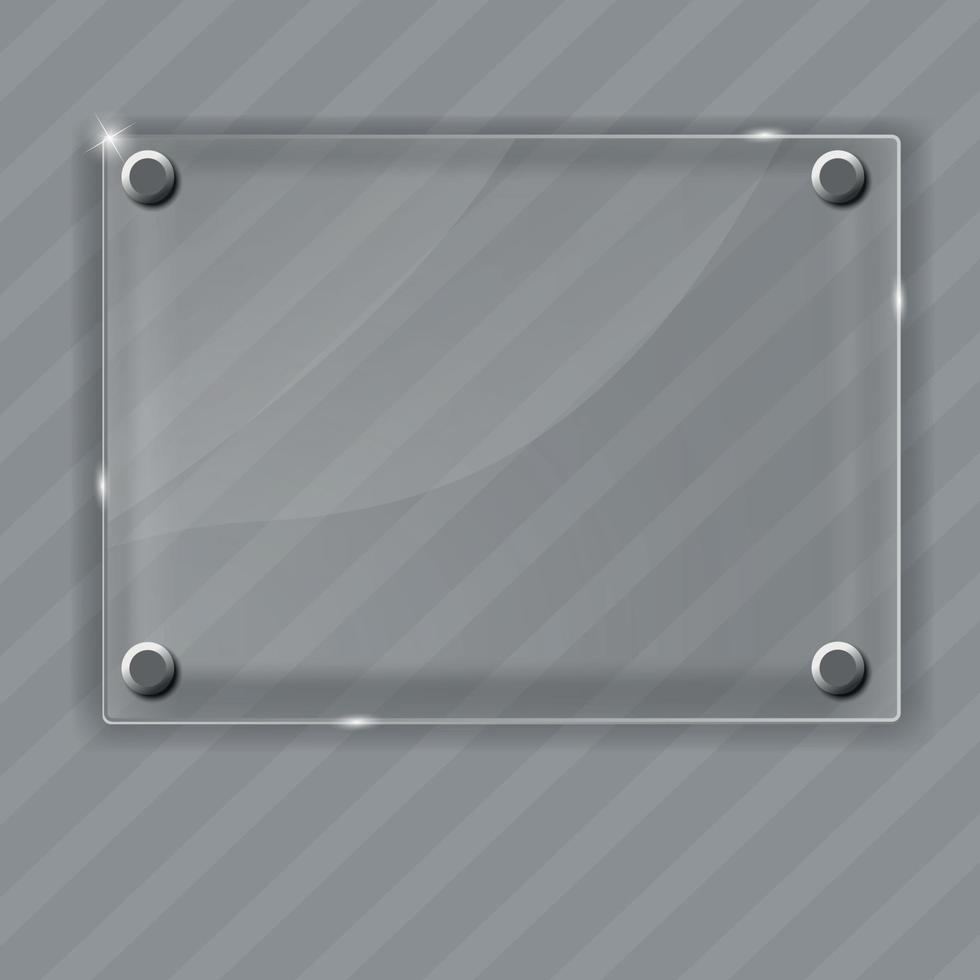 Glass frame on abstract metal background. Vector illustration.