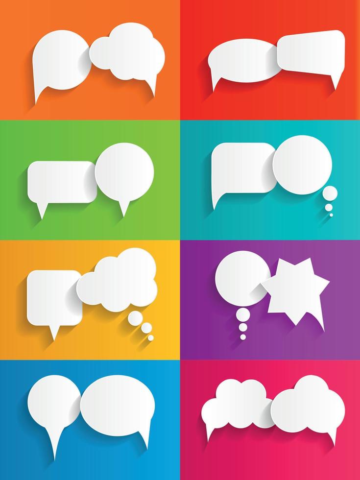 Flat Speech Bubbles with Long Shadows  Vector Illustration