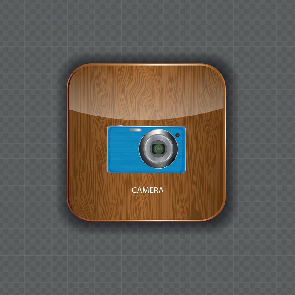 Camera wood application icons vector illustration