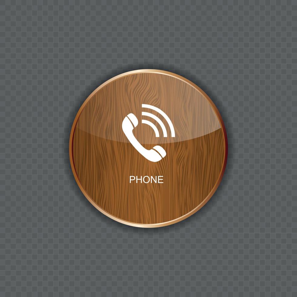 Phone wood application icons vector