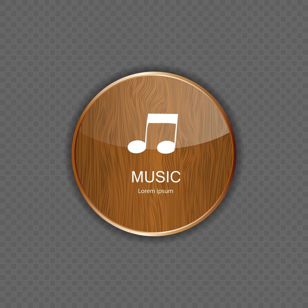 Music wood  application icons vector