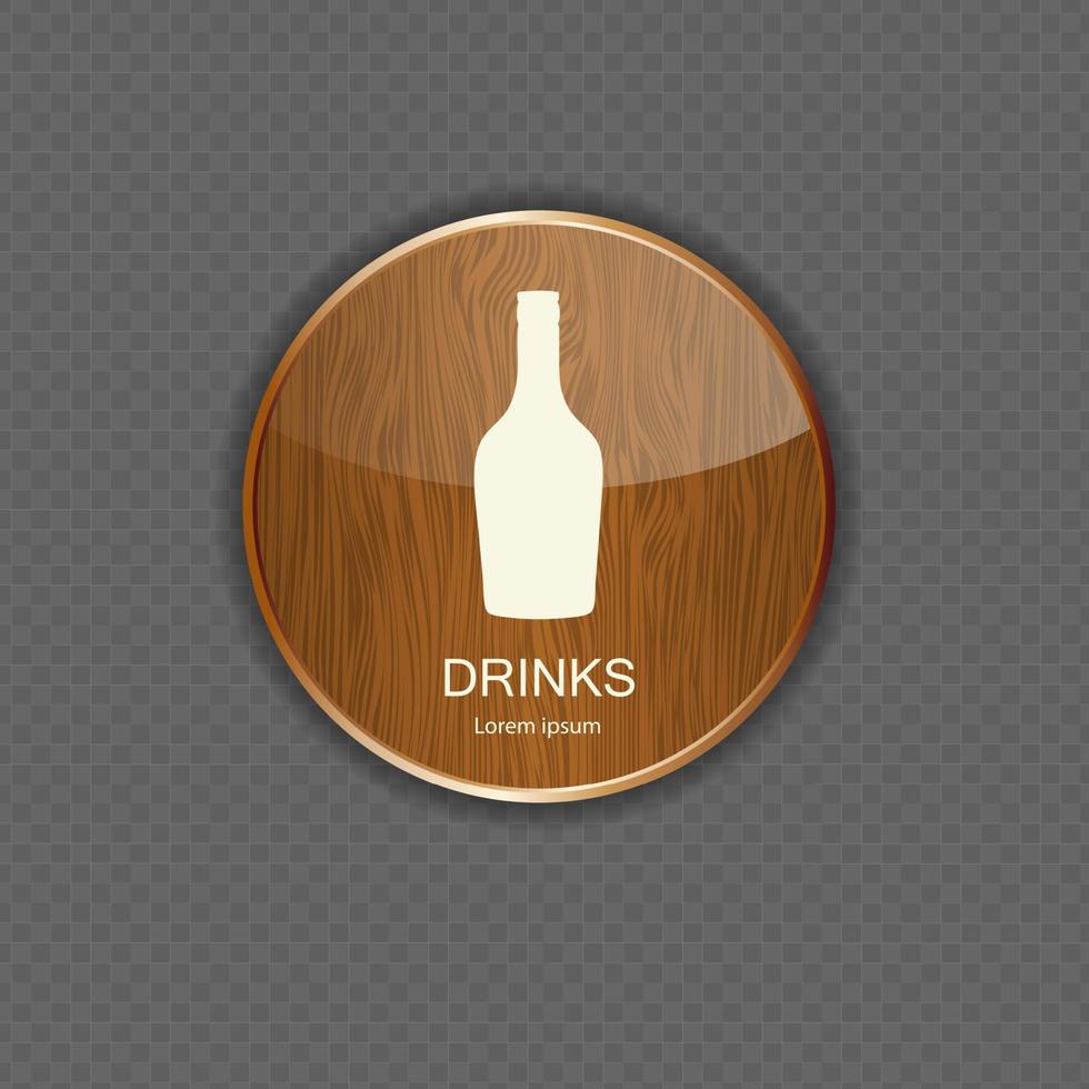 Food and drink wood application icons vector