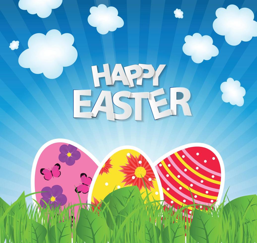 Happy Easter Spring Background Vector Illustration