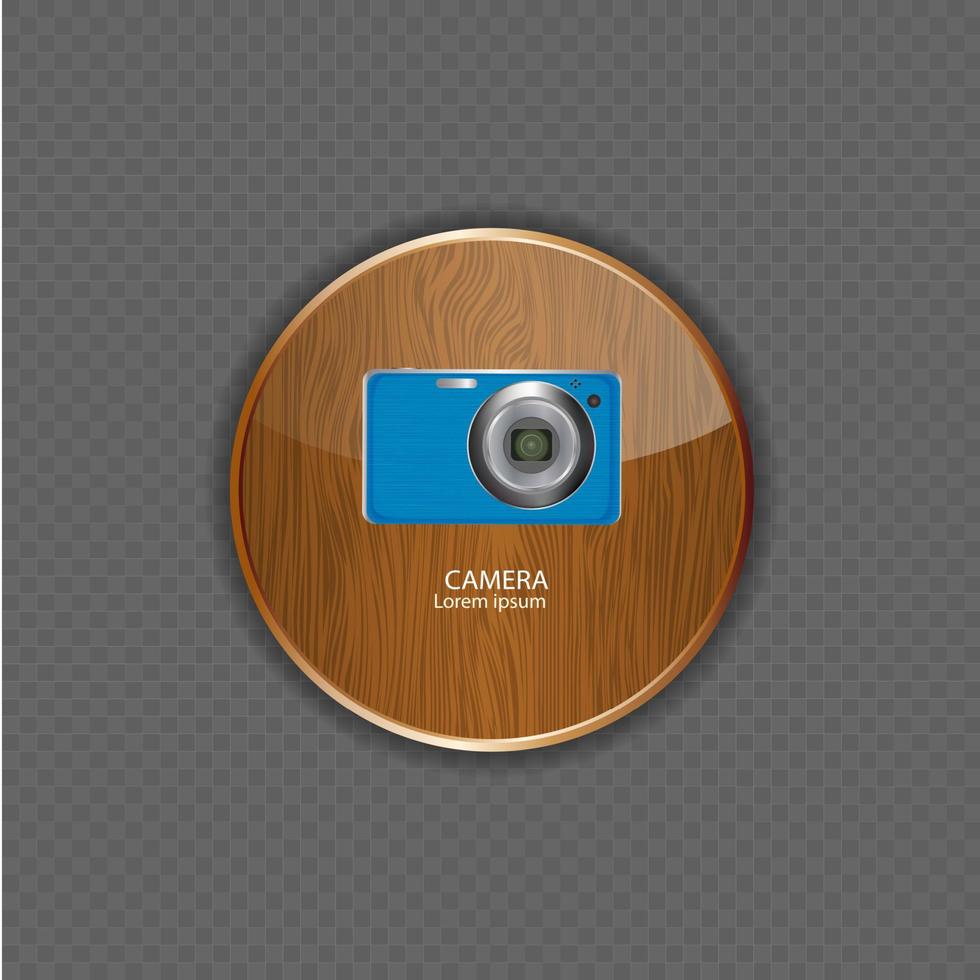 Camera wood application icons vector illustration