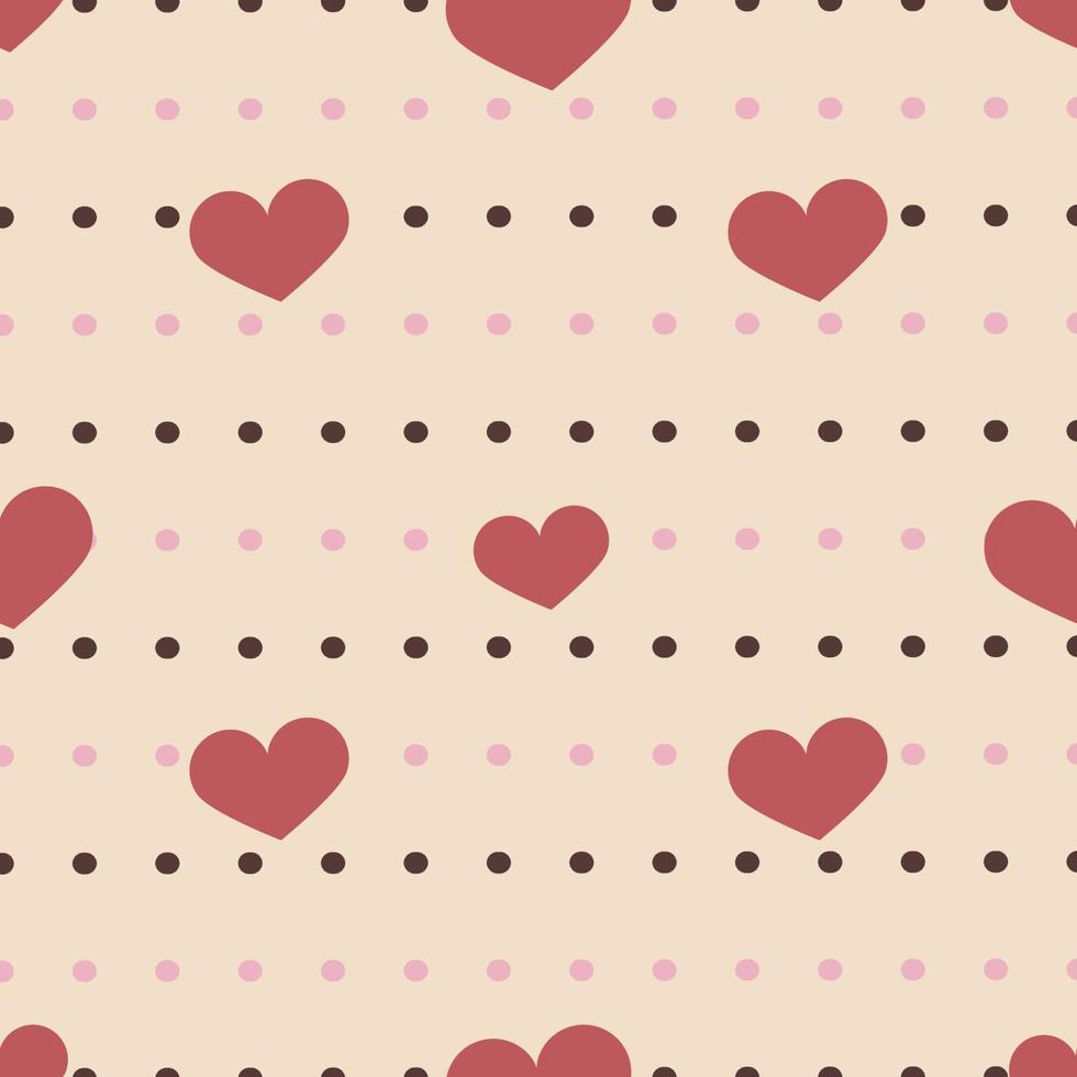 Playful polka dots and bright hearts. Bright pattern for Valentine's Day vector