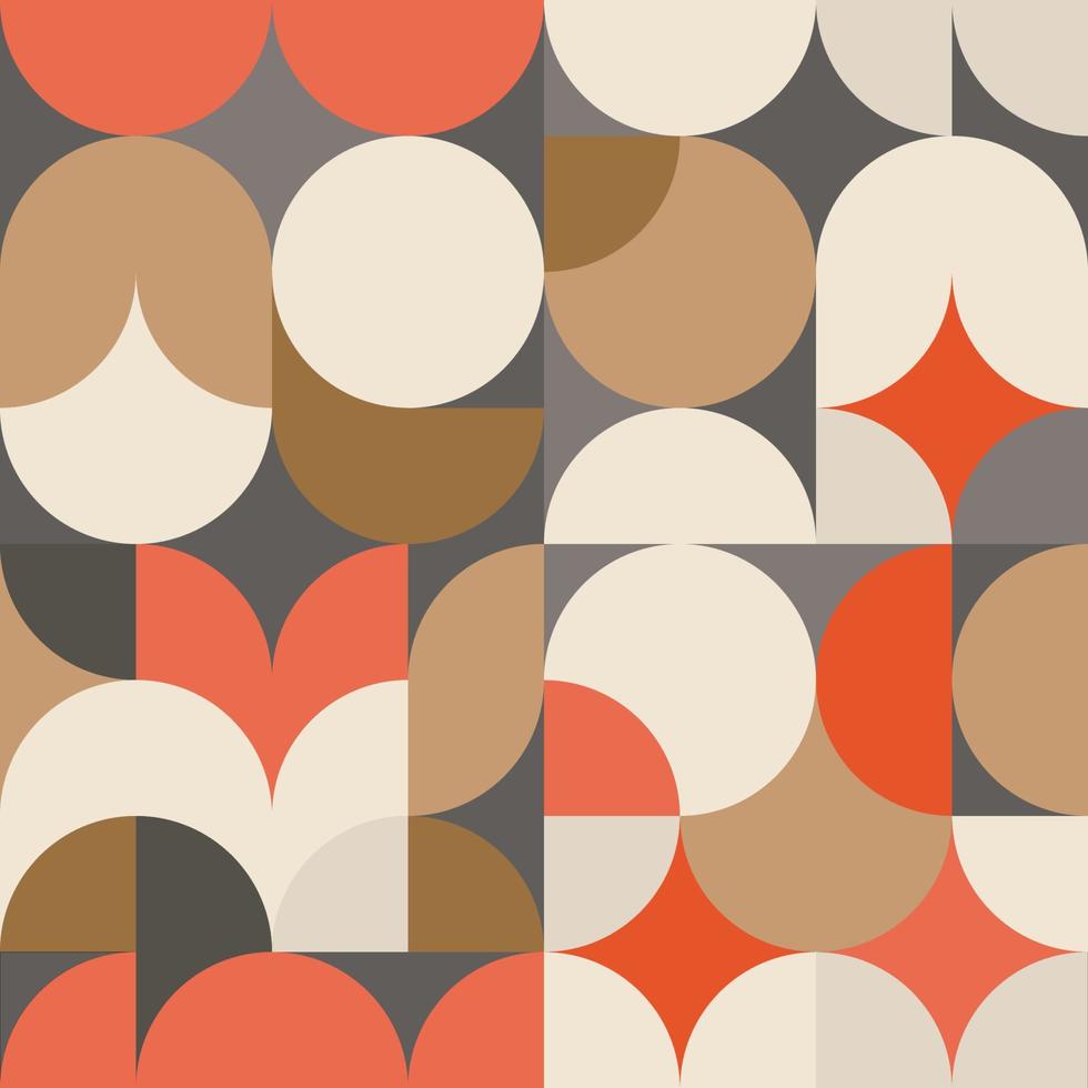 Bold abstract beige seamless vector pattern. Modern minimalistic geometric, semicircular print in beige, gray and coral tones. Simple decorative repeating texture background wallpaper design.