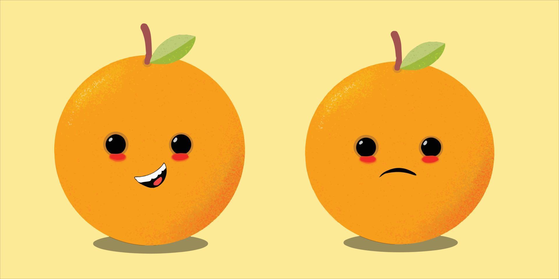 fruta naranja aislada con expresión, ilustraciones muy detalladas y fácil de usar vector