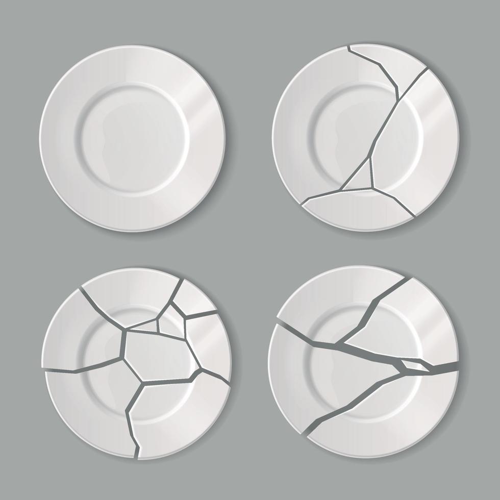 Broken Dishware Set vector