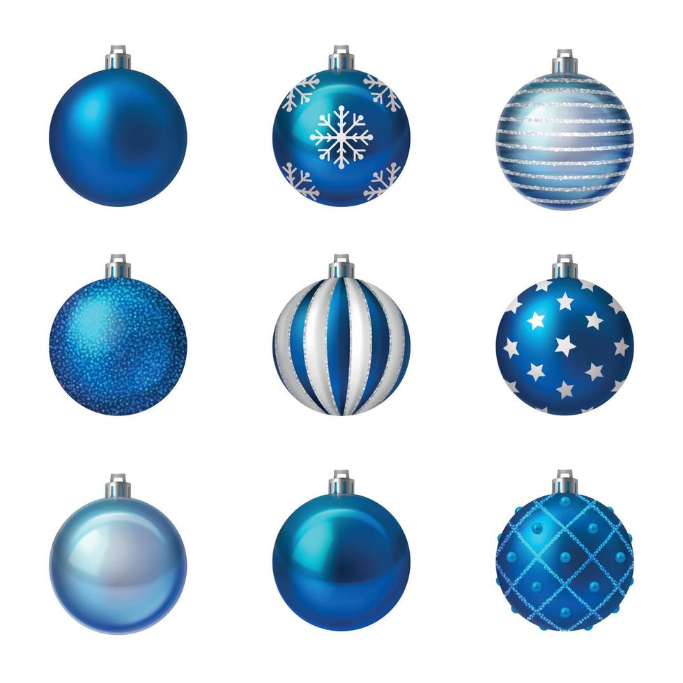 conjunto de bolas de navidad realistas vector