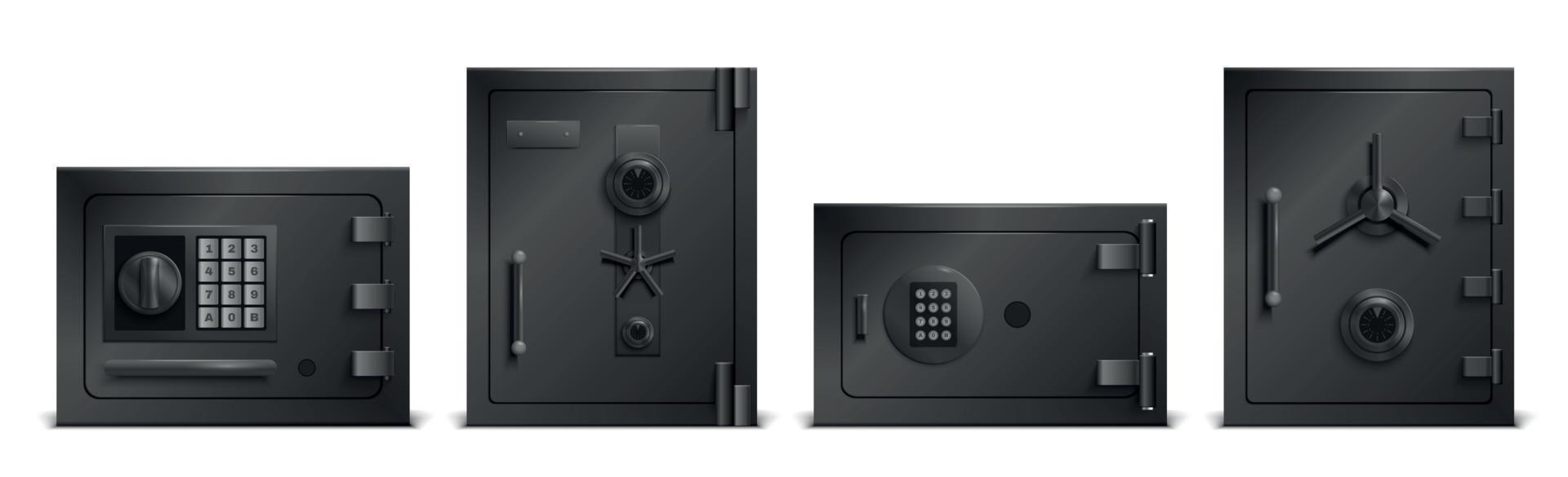 Black Safe Lockers Doors Set vector