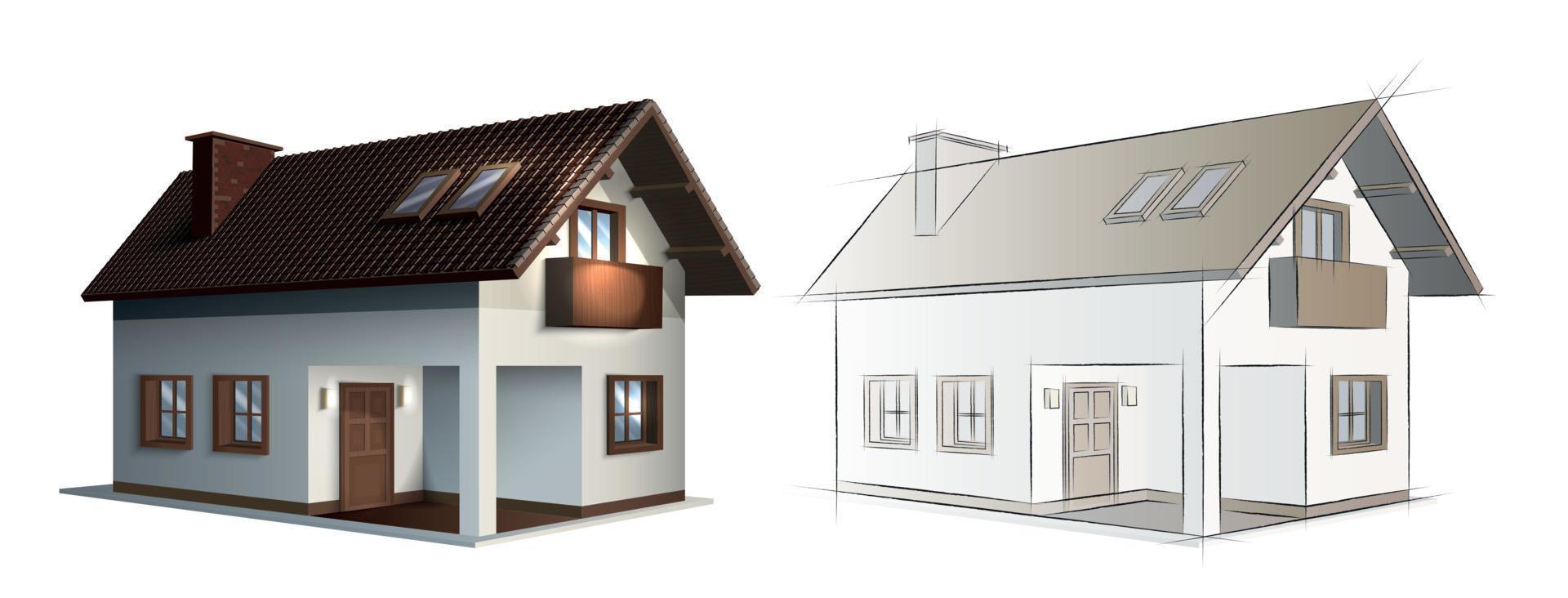 conjunto de concepto de dibujo de casa vector