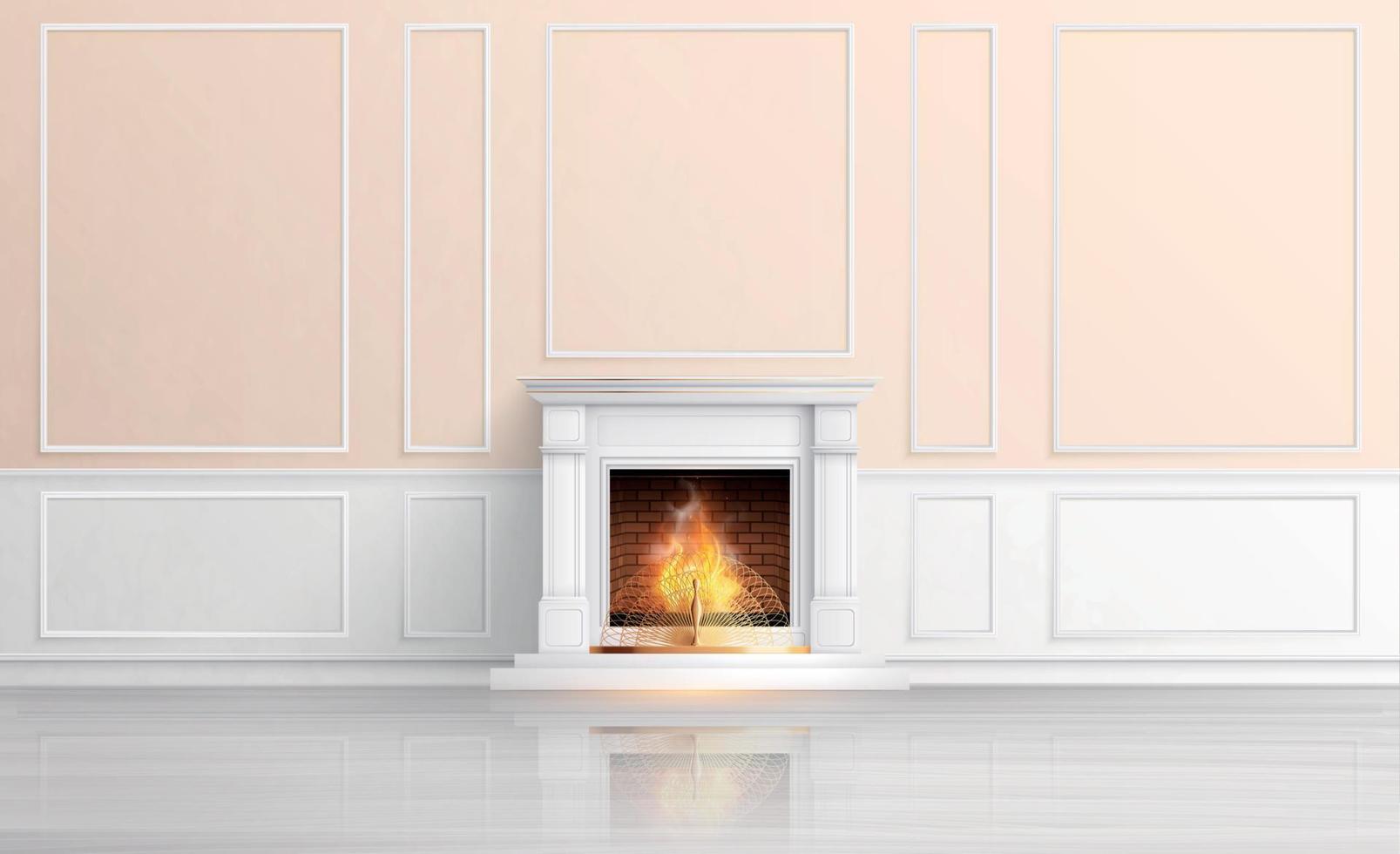 Modern Classic Fireplace Composition vector