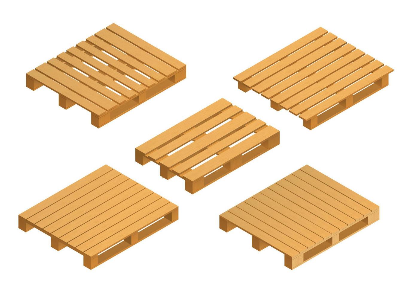 conjunto de paletas de madera isométrica vector