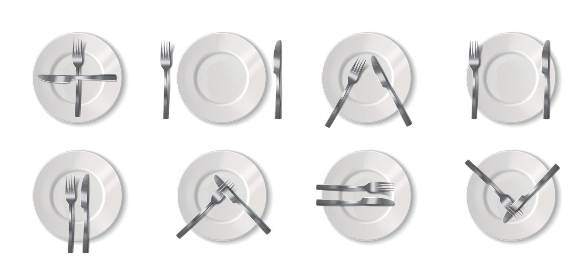 Realistic Dining Etiquette Set vector