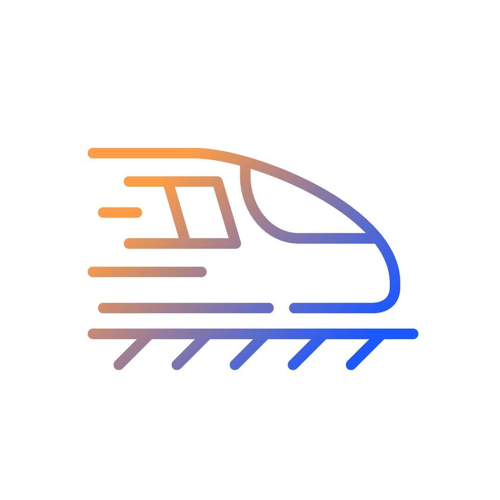 Train gradient linear vector icon. Rail road. Passenger and cargo transportation. Public transport. Dynamic movement. Thin line color symbol. Modern style pictogram. Vector isolated outline drawing