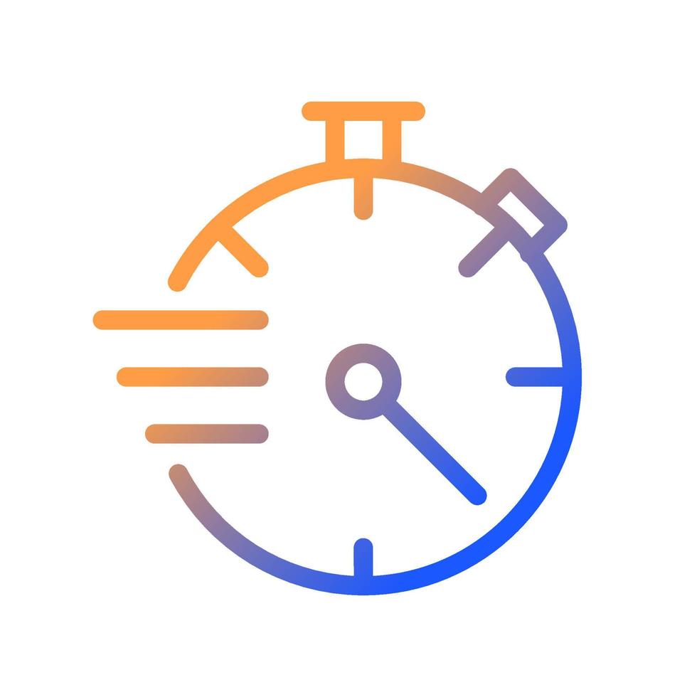 Stopwatch gradient linear vector icon. Countdown tool. Precise measurement. Sport competitions timer. Counting seconds. Thin line color symbol. Modern style pictogram. Vector isolated outline drawing