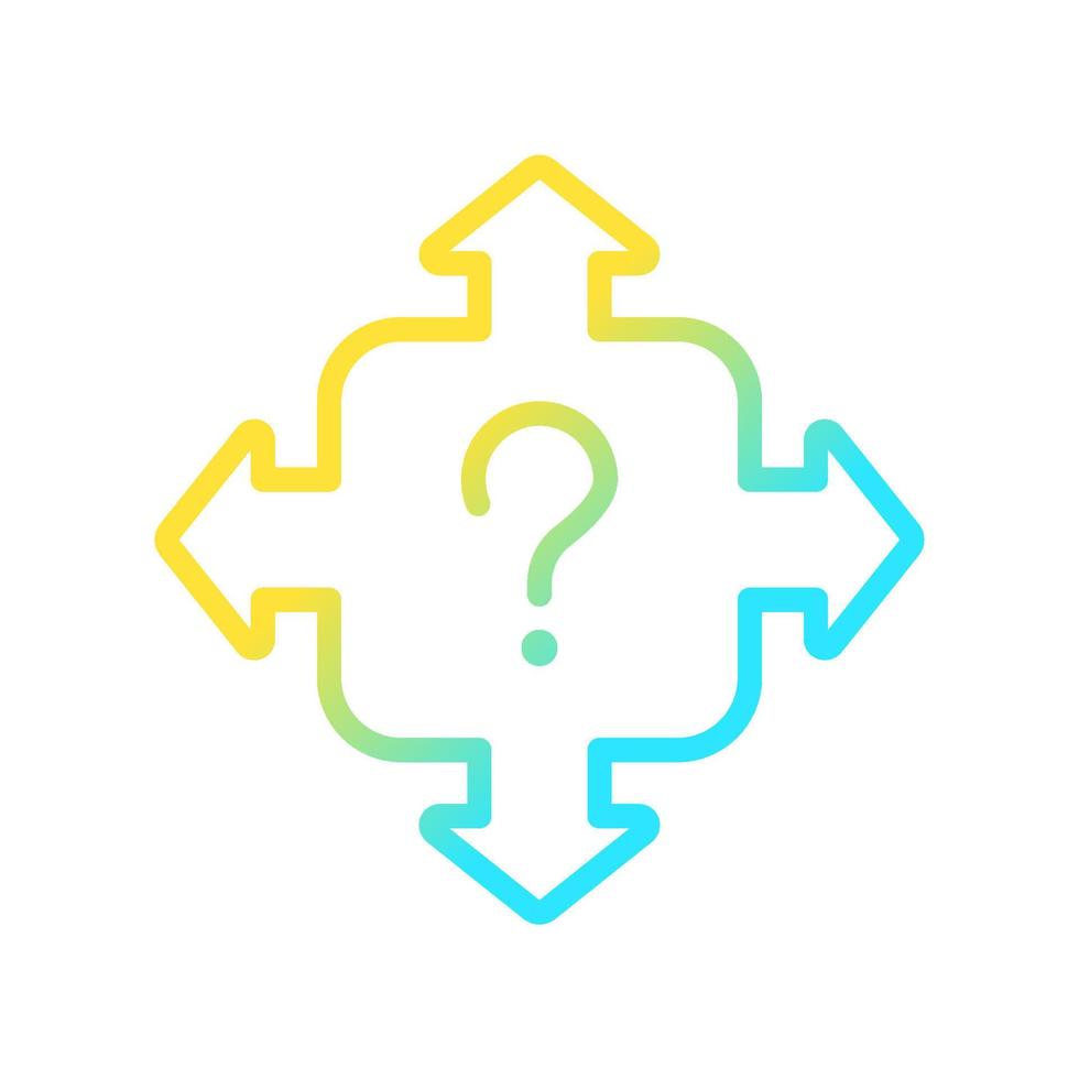 Direction gradient linear vector icon. Choosing right way for development. Solving task and looking for answer. Thin line color symbol. Modern style pictogram. Vector isolated outline drawing