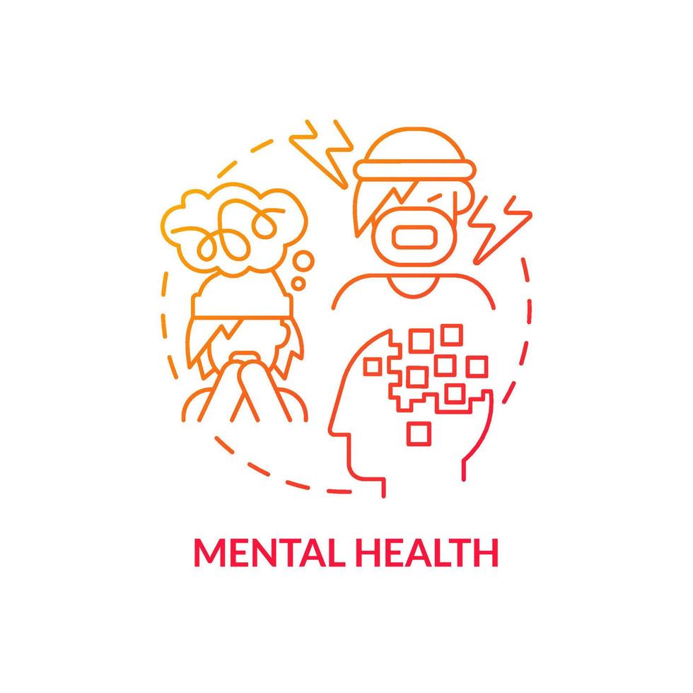 Mental health red gradient concept icon. Medical complications abstract idea thin line illustration. Schizophrenia and bipolar disorder. Isolated outline drawing. vector