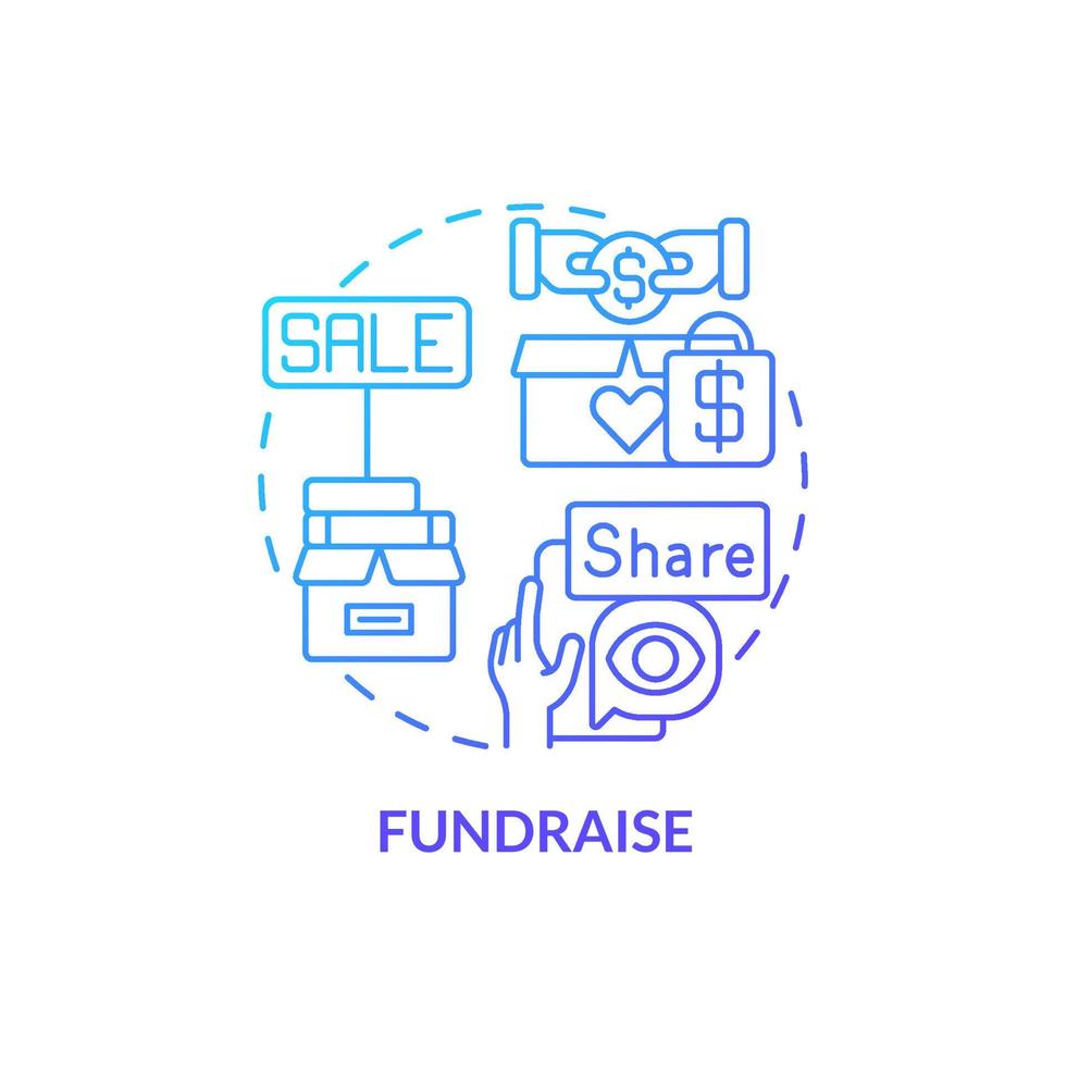 Fundraise blue gradient concept icon. Providing support to homeless people abstract idea thin line illustration. Nonprofit organization event. Isolated outline drawing. vector