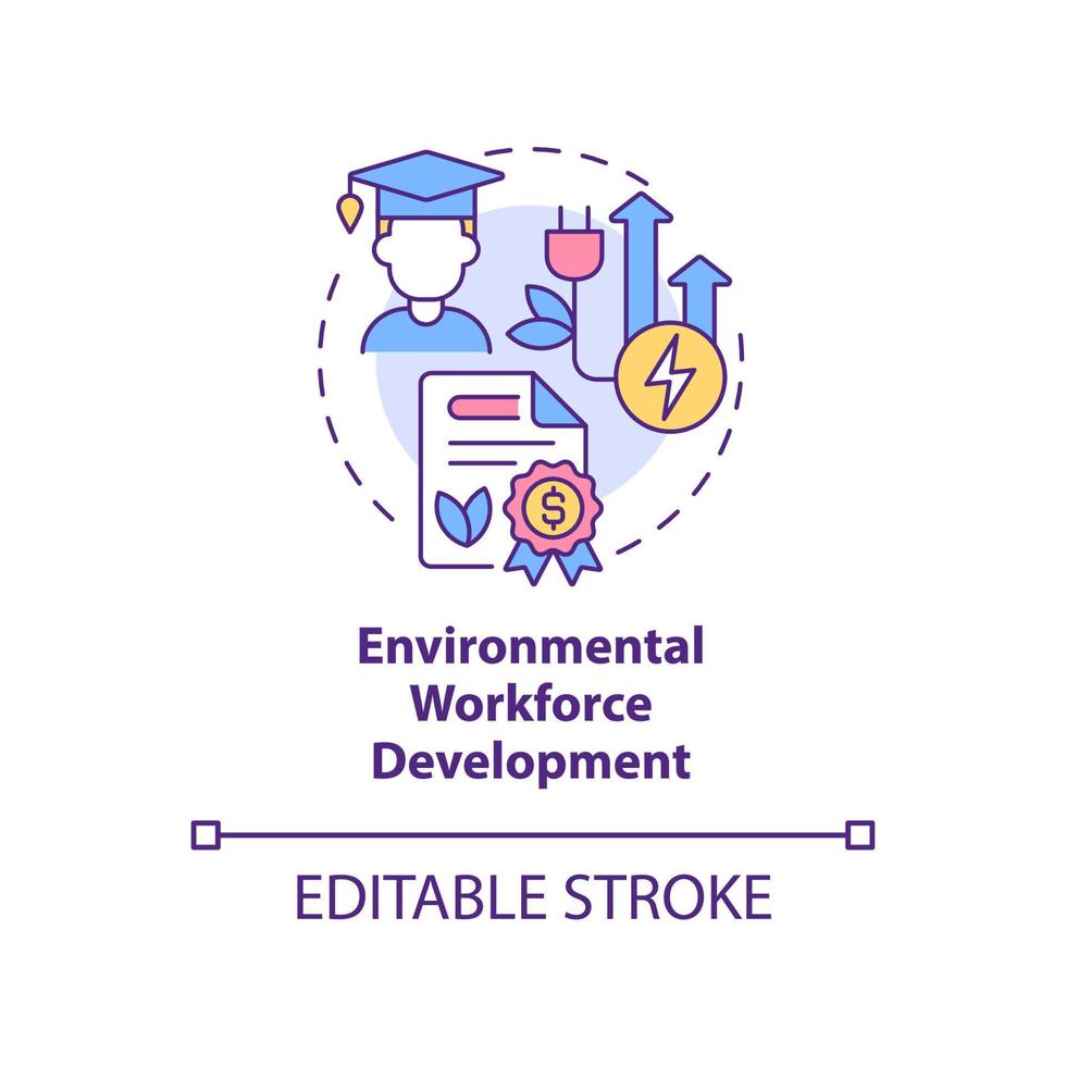 Environmental workforce development concept icon. Federal grants for tech training abstract idea thin line illustration. Isolated outline drawing. Editable stroke. vector
