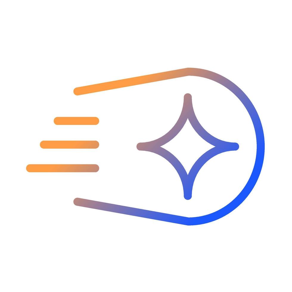 Comet gradient linear vector icon. Space body. Icy asteroid with atmosphere. Glowing trail in sky. Dynamic movement. Thin line color symbol. Modern style pictogram. Vector isolated outline drawing