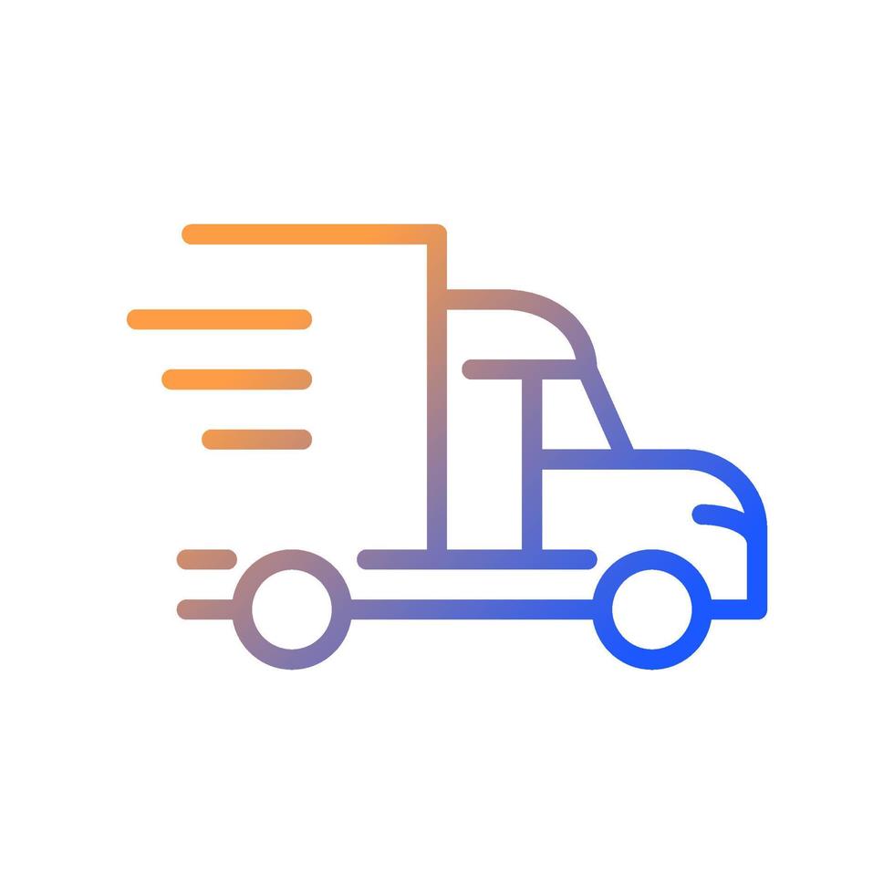 Truck gradient linear vector icon. Cargo delivery. Transportation and logistics. Express shipment. Dynamic movement. Thin line color symbol. Modern style pictogram. Vector isolated outline drawing