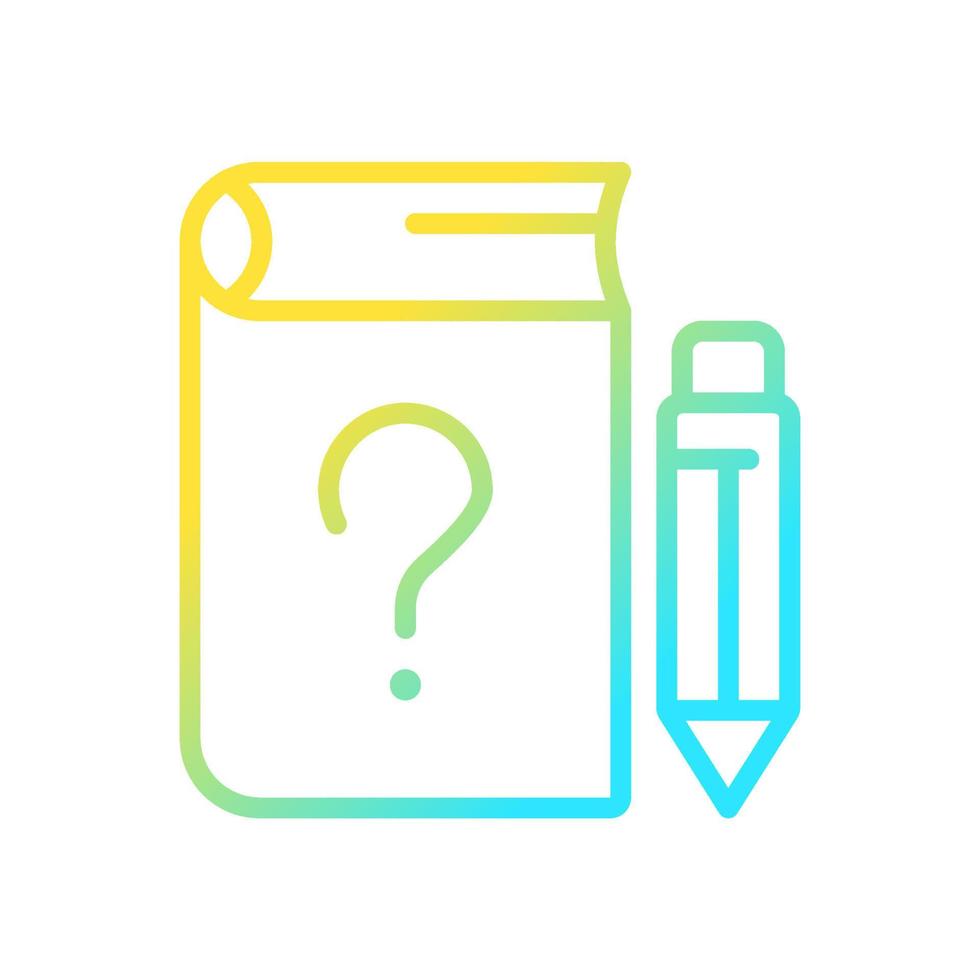 School question gradient linear vector icon. Education program. Solution for student. Test solving process. Thin line color symbol. Modern style pictogram. Vector isolated outline drawing