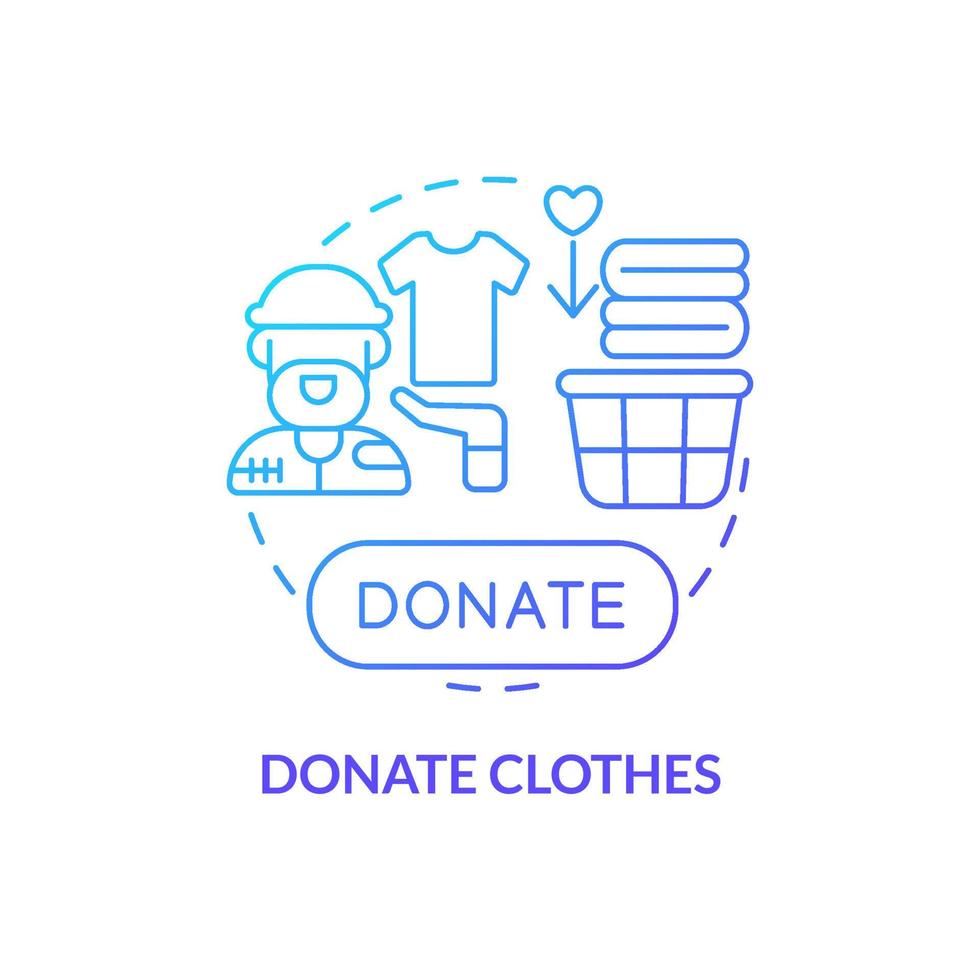 Donate clothes blue gradient concept icon. Homelessness assistance abstract idea thin line illustration. Providing affordable clothing. Isolated outline drawing. vector