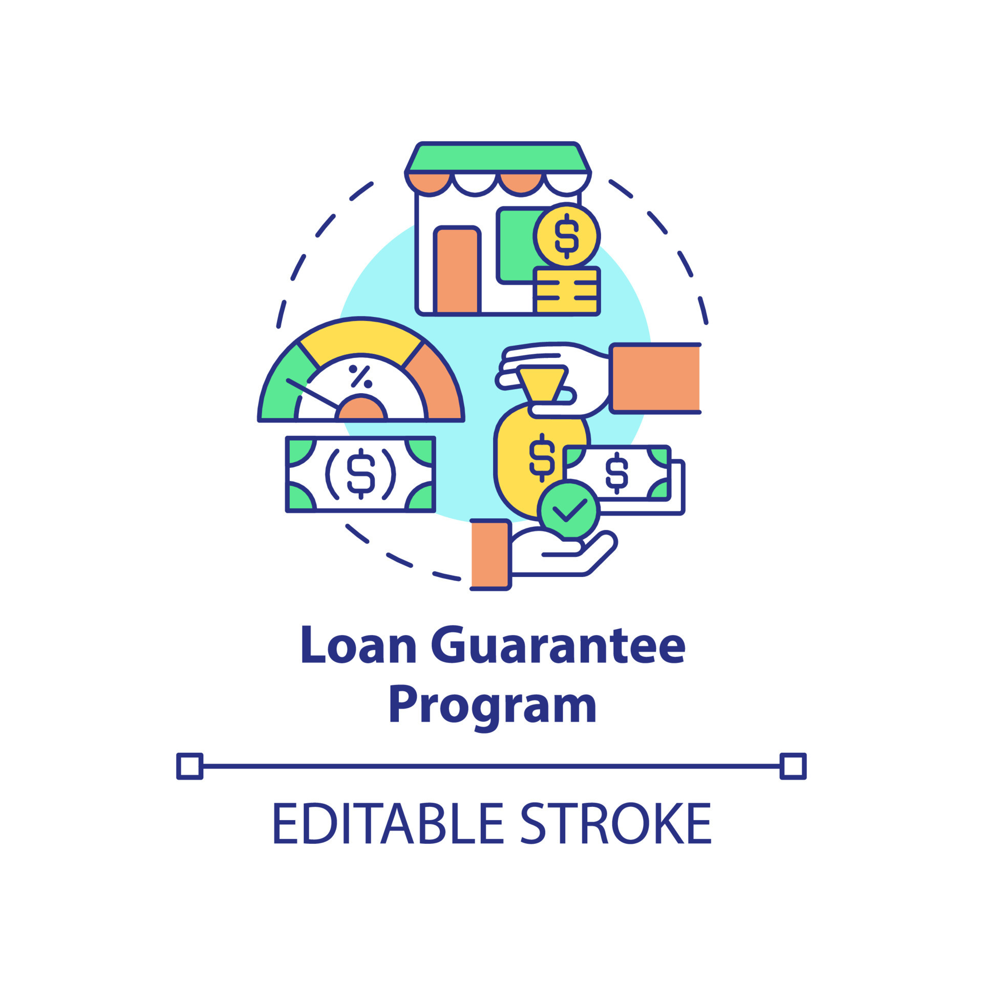 Loan guarantee program concept icon. Helping program for small business