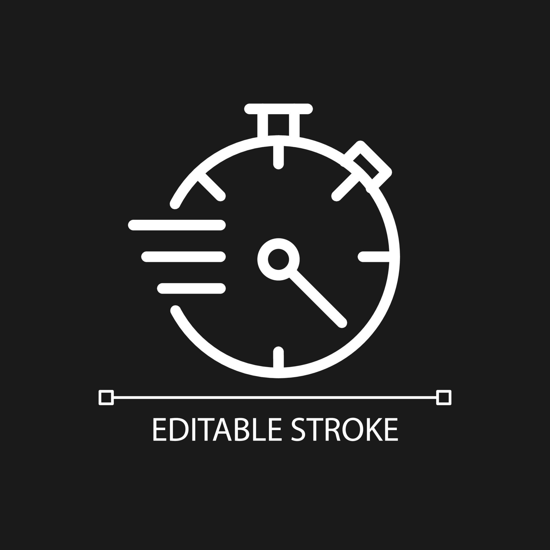 Stopwatch pixel perfect white linear icon for dark theme. Countdown